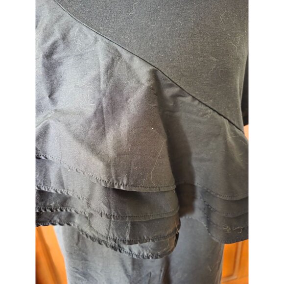 Chicos Navy Fluuter Cap Date Night Tee Ruffled Short Sleeve Top Size XL NWT - Picture 2 of 8